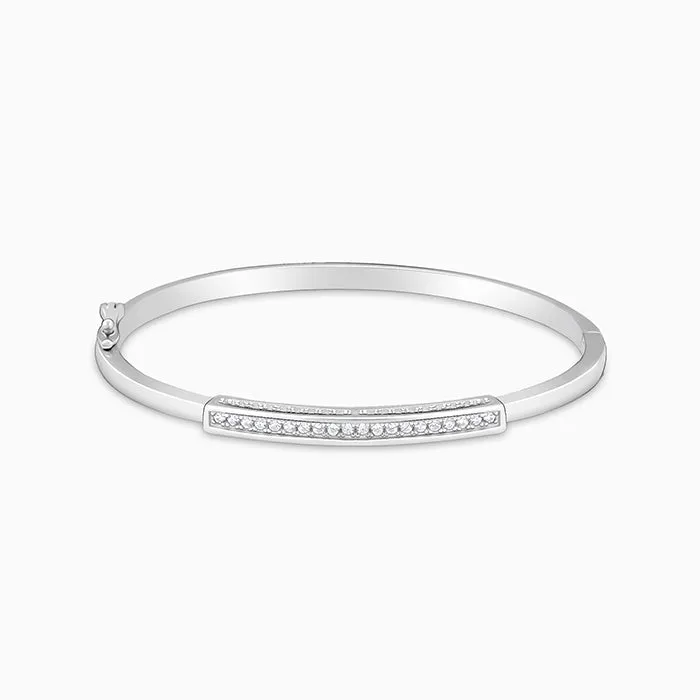 Silver Zircon Baguette Cuff Bracelet