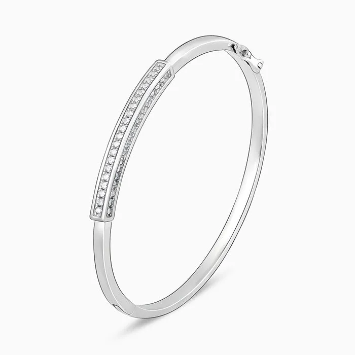 Silver Zircon Baguette Cuff Bracelet