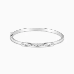 Silver Zircon Baguette Cuff Bracelet