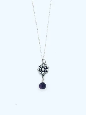 Small Dot Cluster Sterling Amethyst Necklace