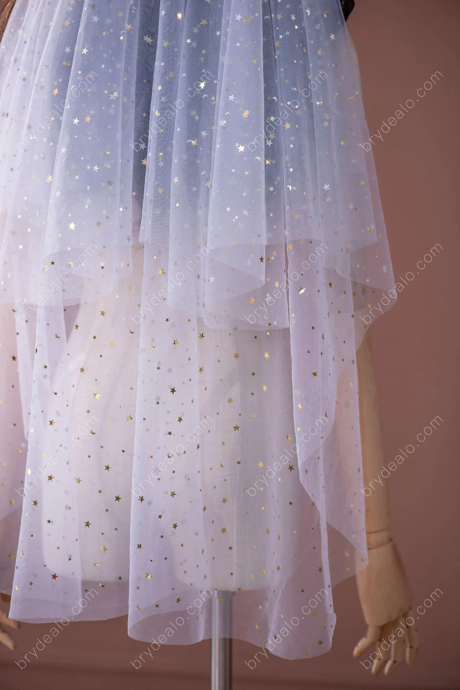 Sparkly Two Tiered Ballet Length Comb Bridal Veil