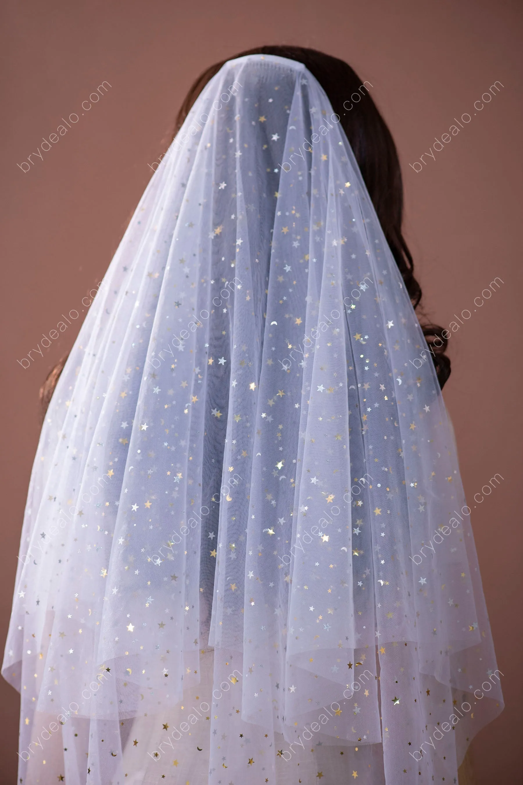 Sparkly Two Tiered Ballet Length Comb Bridal Veil