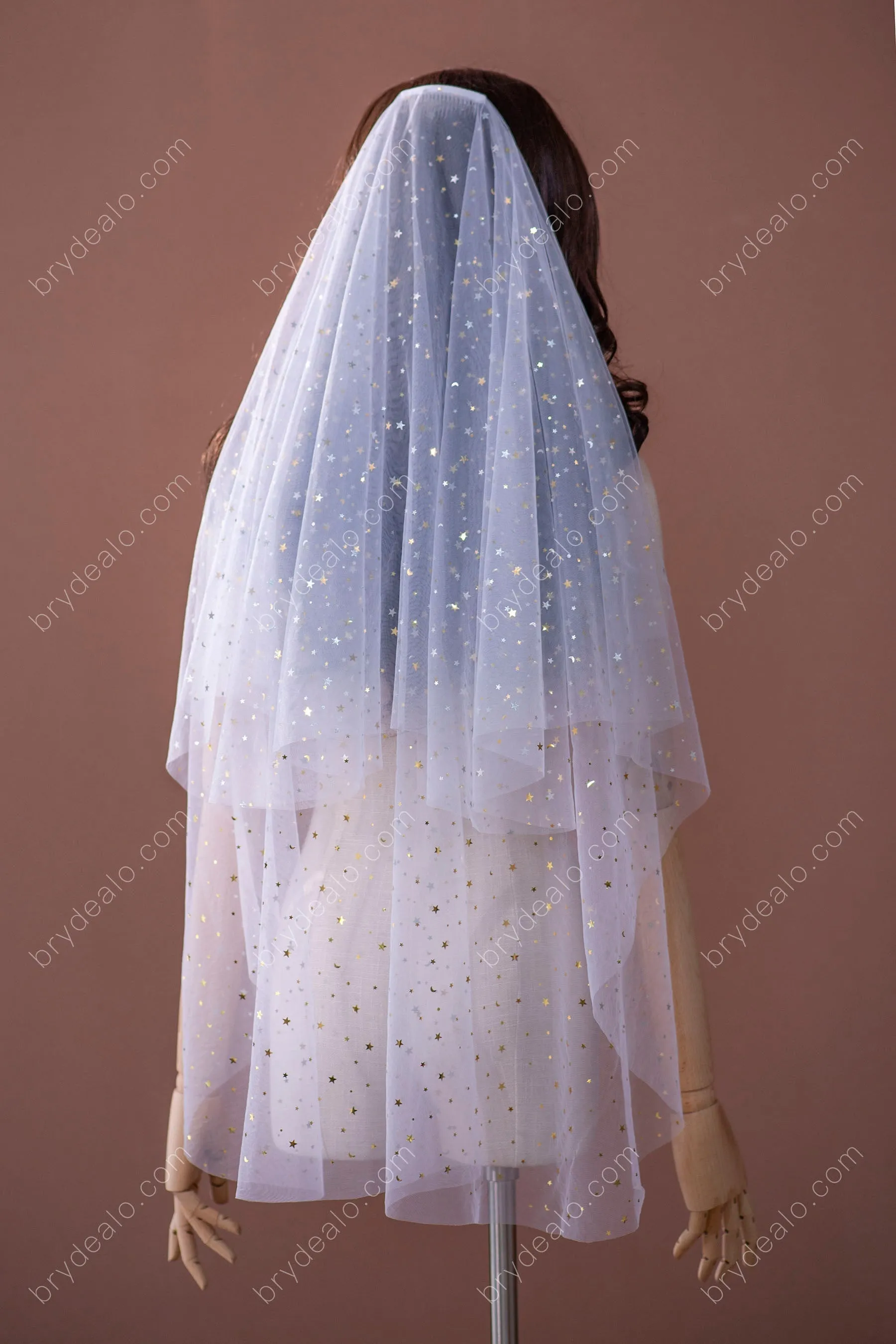 Sparkly Two Tiered Ballet Length Comb Bridal Veil