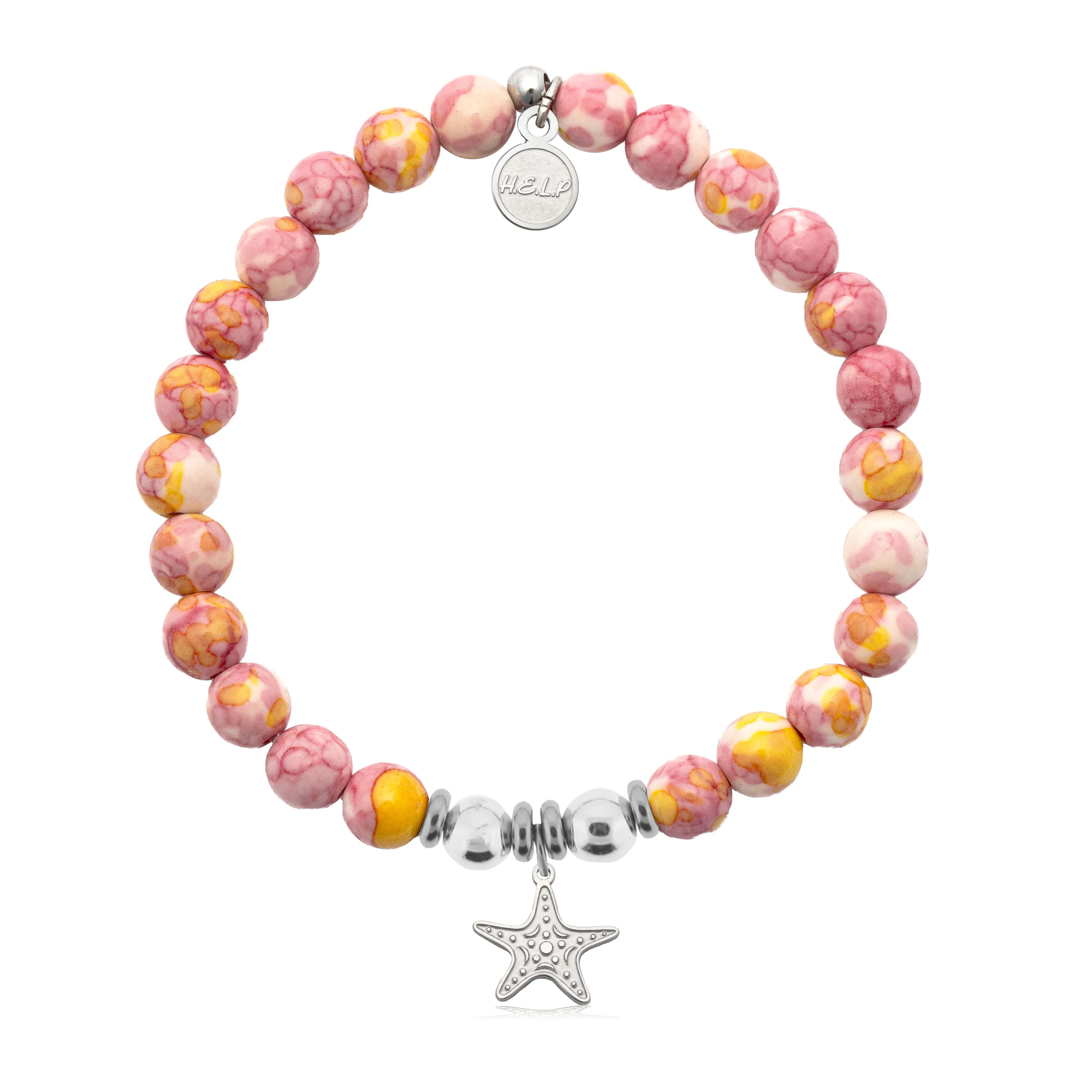 Starfish Cutout Charm with Lemonade Jade Charity Bracelet