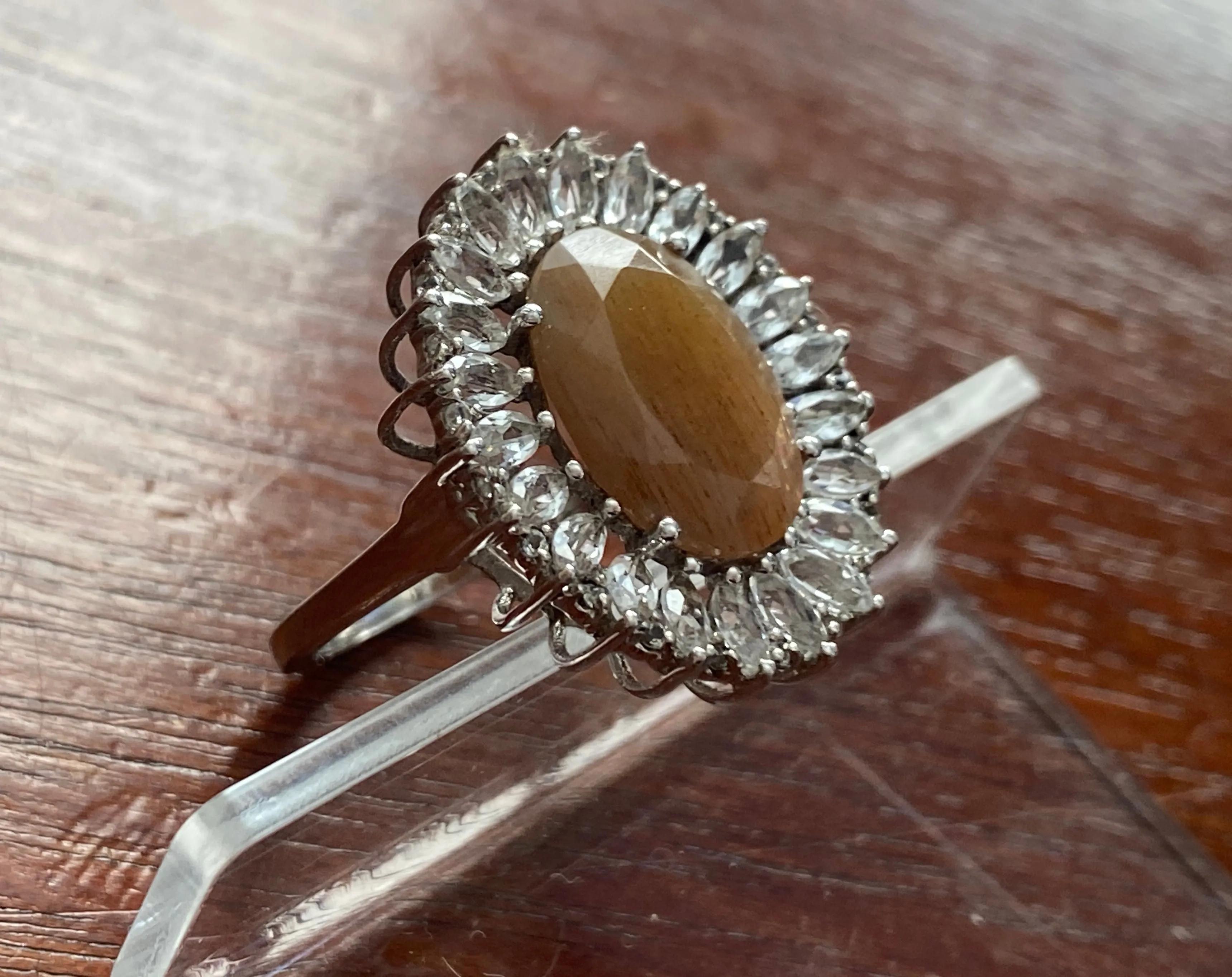 Sterling Silver 925 Marquise CZ Cocktail Ring Sz 7