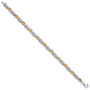 Sterling Silver Rhodium-plated Citrine Bracelet QX851CI