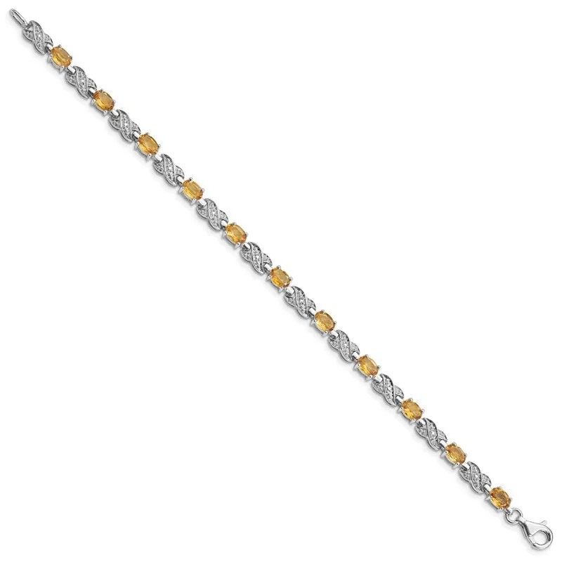 Sterling Silver Rhodium-plated Citrine Bracelet QX851CI