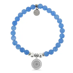 Sunflower Charm with Azure Blue Jade Charity Bracelet