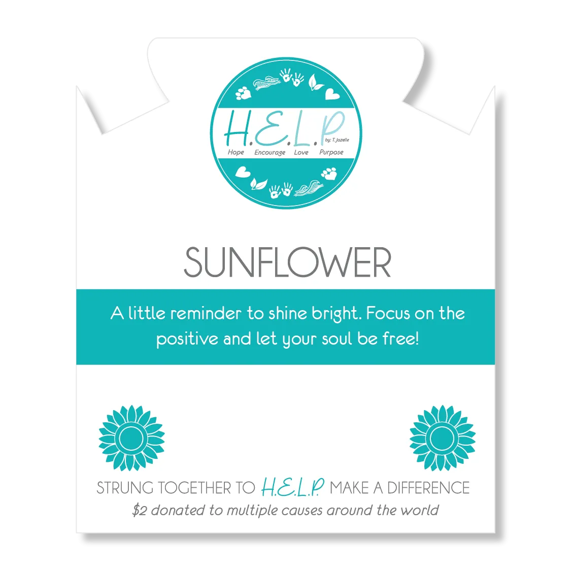 Sunflower Charm with Azure Blue Jade Charity Bracelet