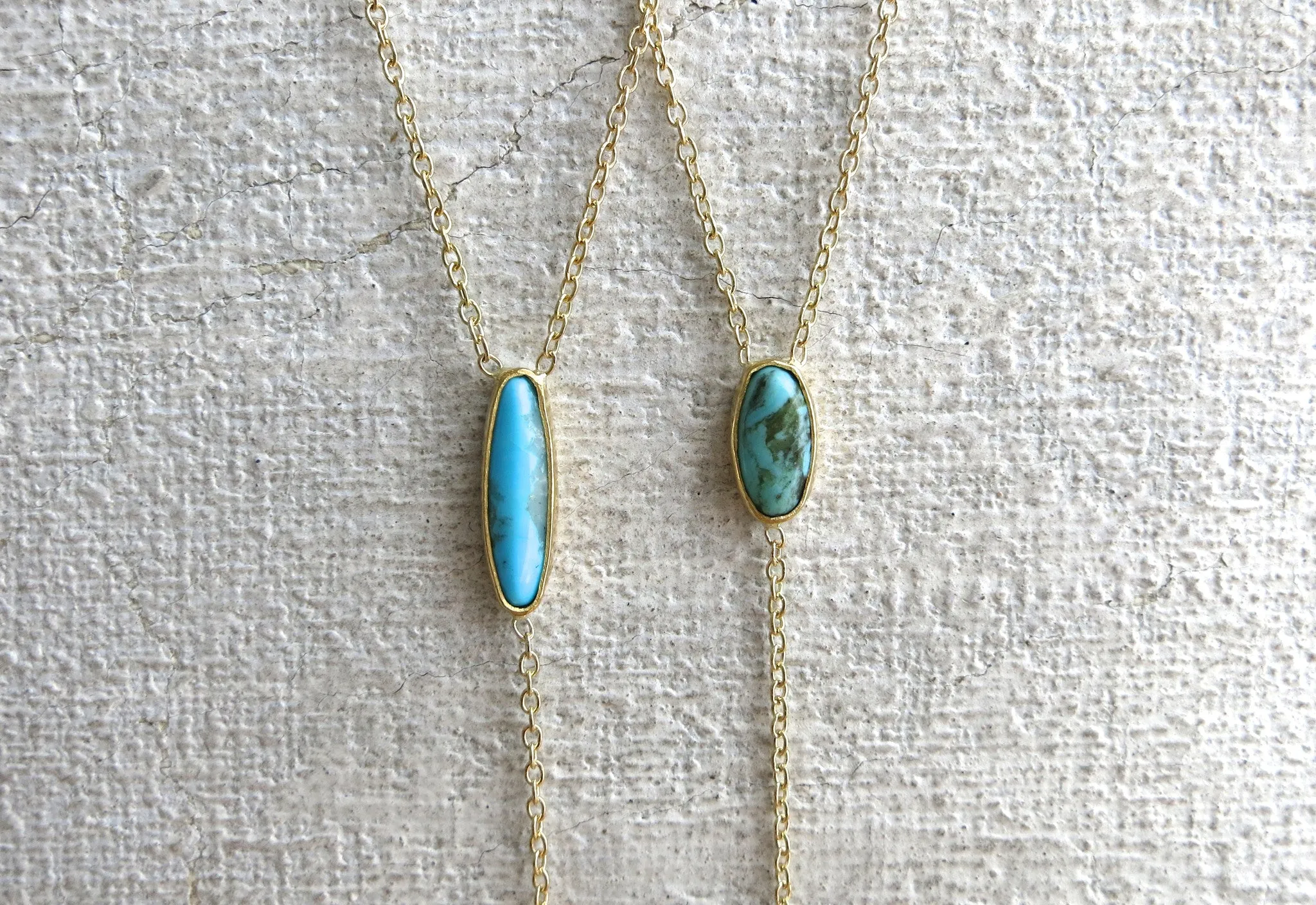 Turquoise & Diamond Drop Necklace