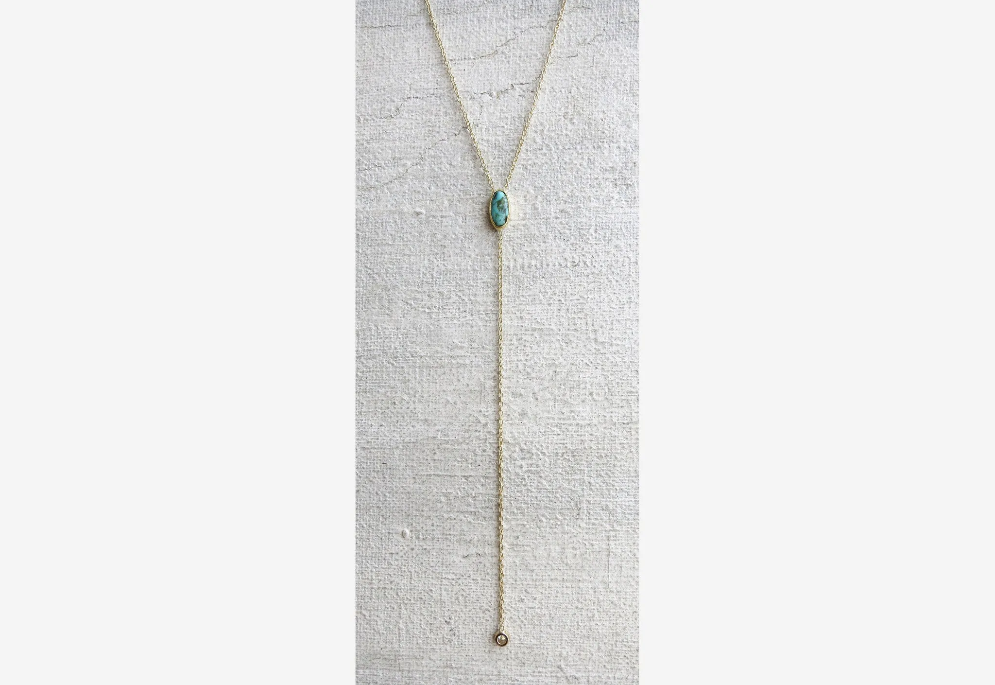 Turquoise & Diamond Drop Necklace