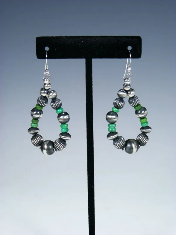Turquoise Seven Strand Beaded Necklace and Earring Set