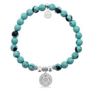 Turtle Charm with Blue Zebra Jade Charity Bracelet