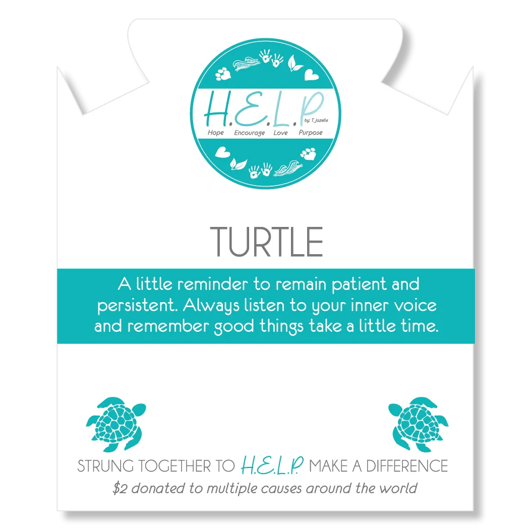 Turtle Charm with Blue Zebra Jade Charity Bracelet