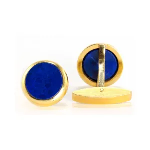Vintage Modernist Lapis Lazuli Gold Cufflinks
