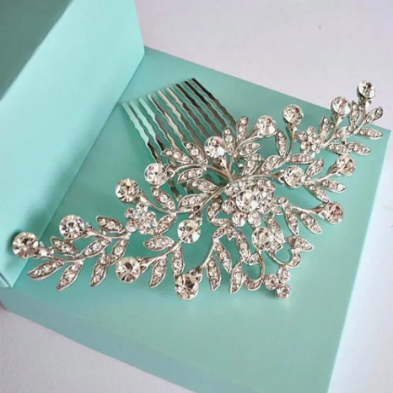 Vintage Style Art Nouveau Bridal Hair Comb, Rhinestone Crystal Wedding Hair Comb, Wedding Headpiece, Bridal Hair Piece, Wedding Hair Jewelry
