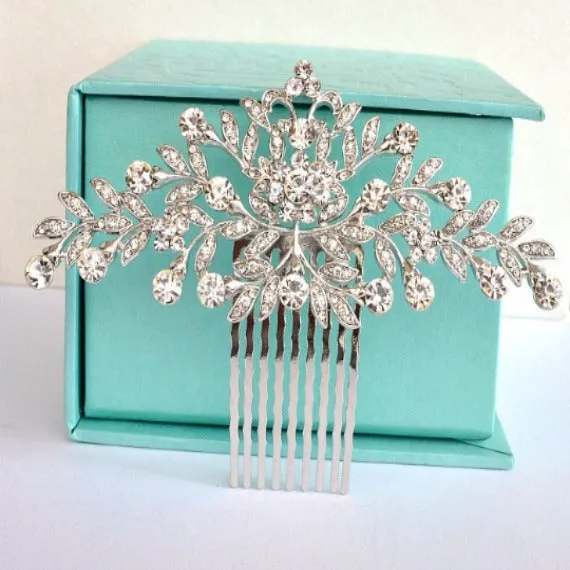 Vintage Style Art Nouveau Bridal Hair Comb, Rhinestone Crystal Wedding Hair Comb, Wedding Headpiece, Bridal Hair Piece, Wedding Hair Jewelry
