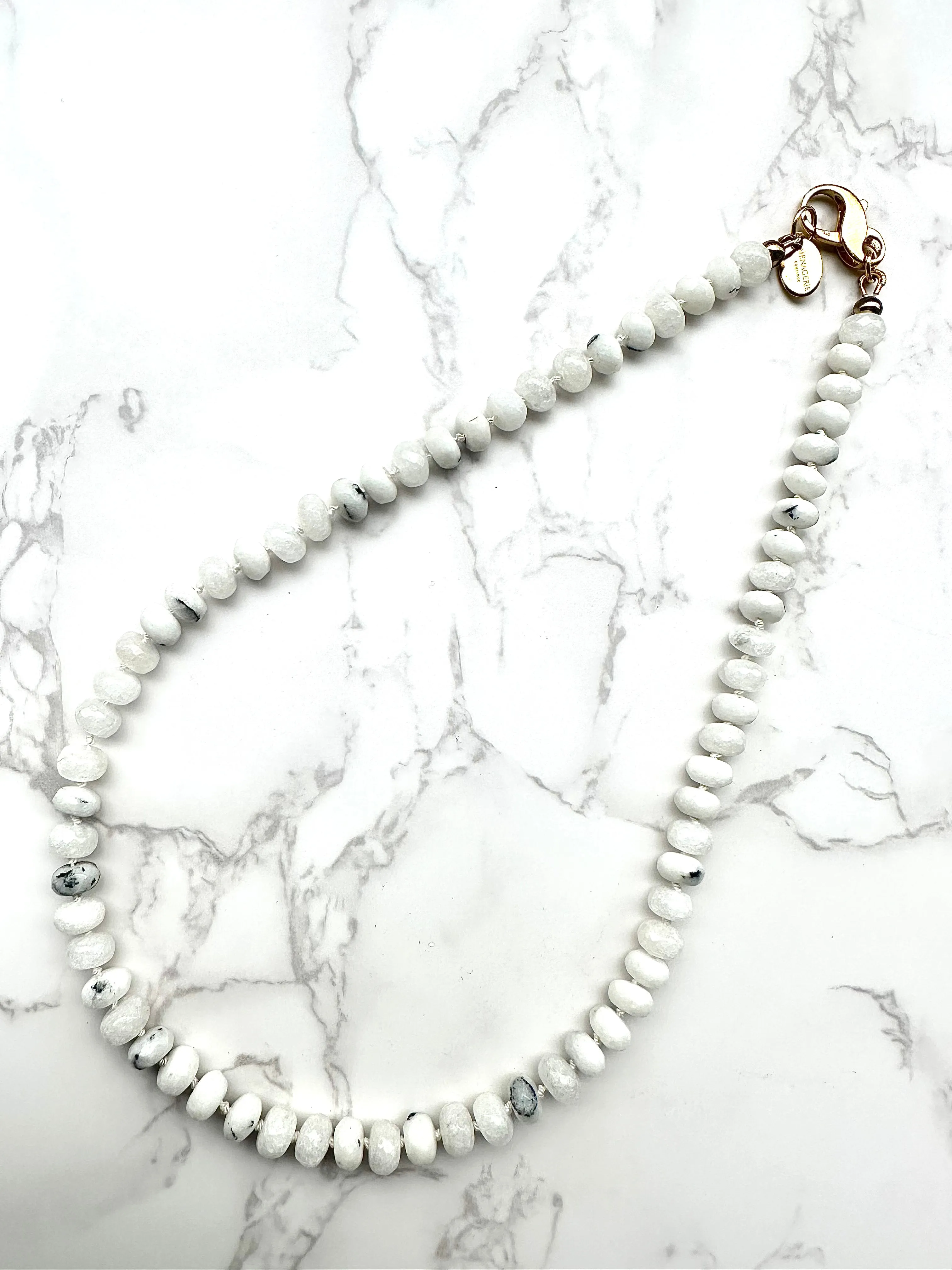 White Faceted Jade Candy Necklace
