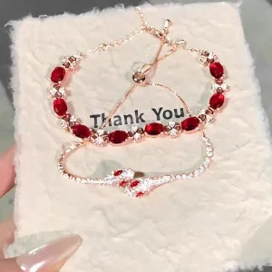 Wholesale Super shiny red zircon high-end fashion all-match red snake niche personality hand jewelry