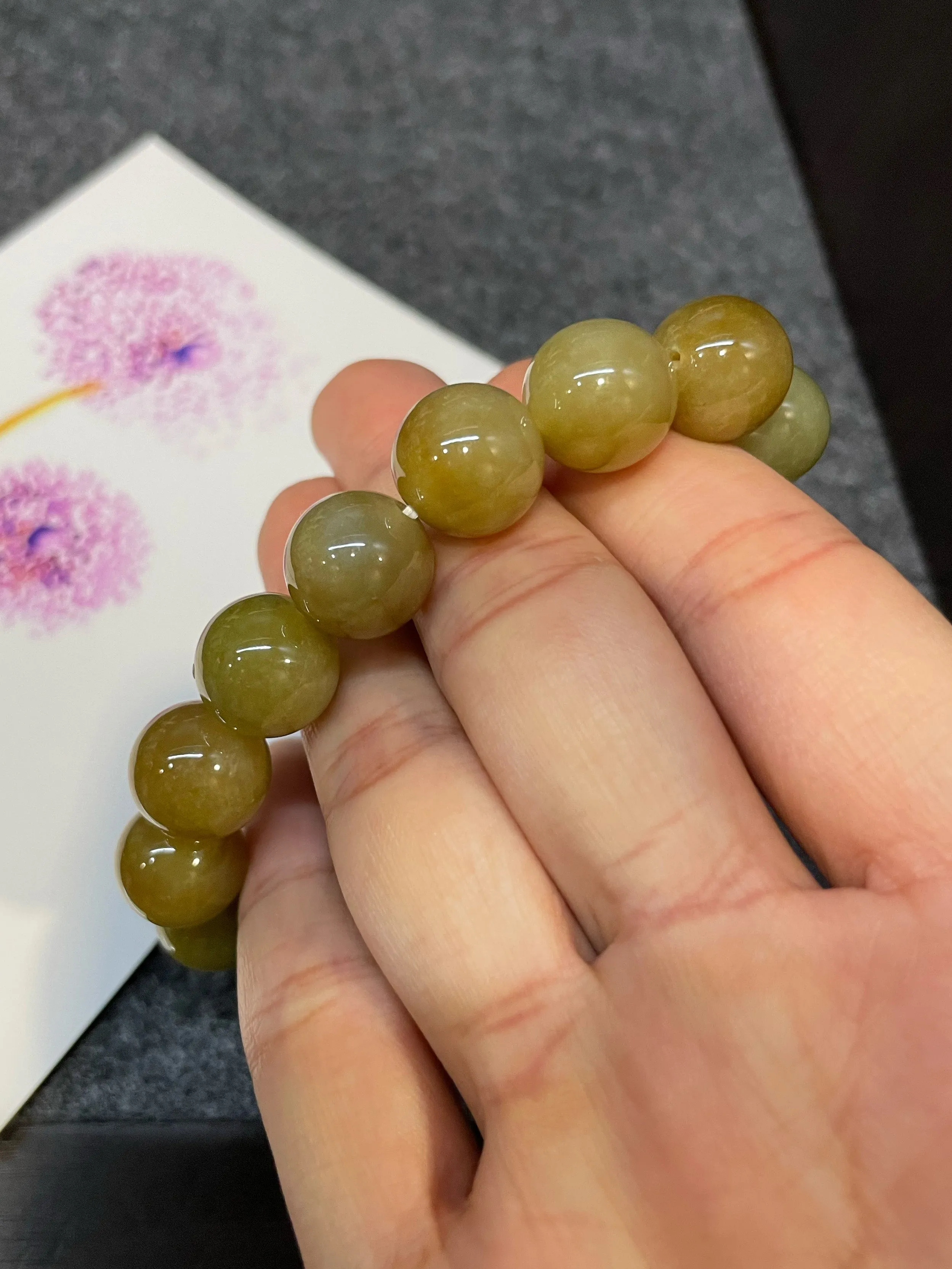 Yellow Jade Bracelet - Round Beads (NJBA067)