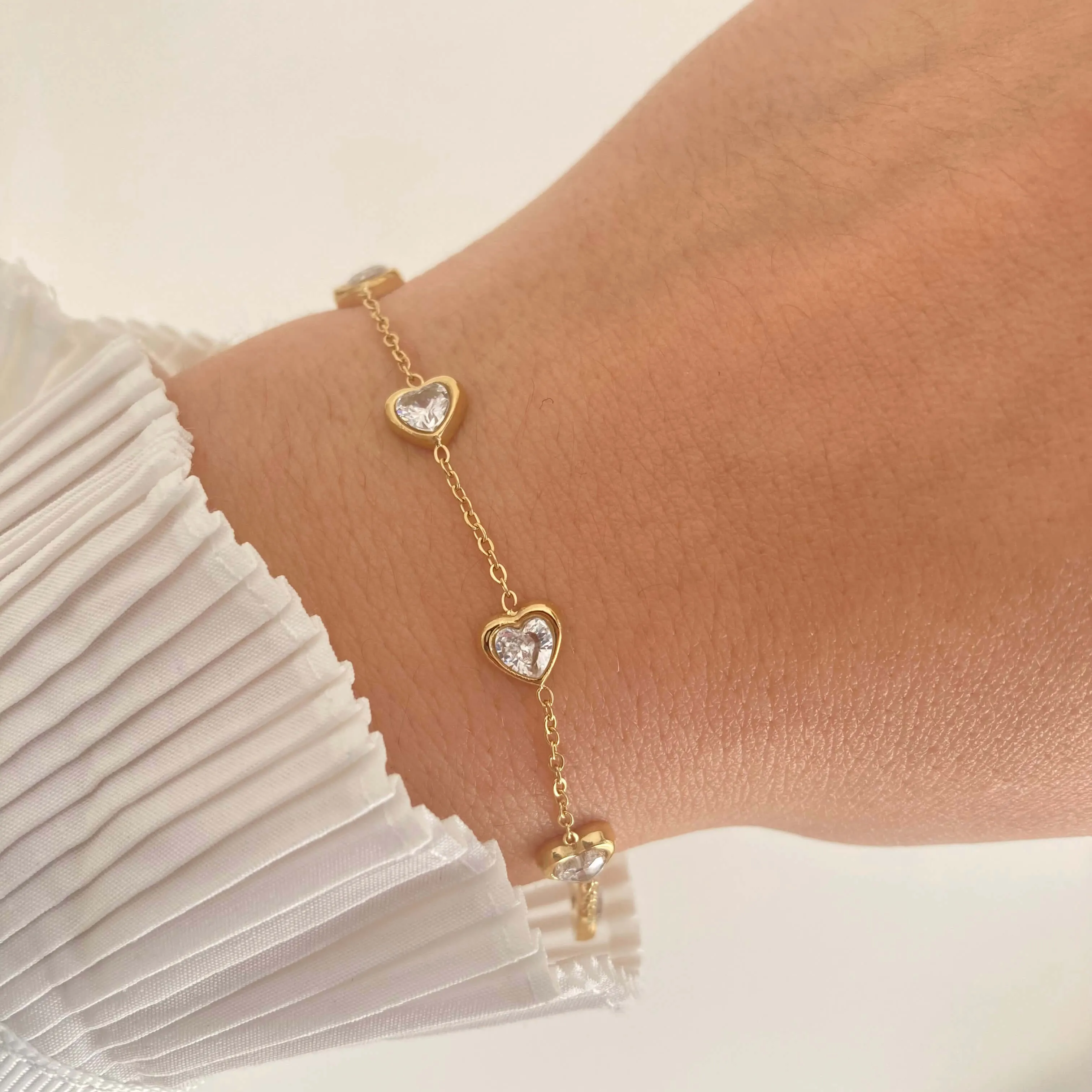 Zircon Hearts Bracelet