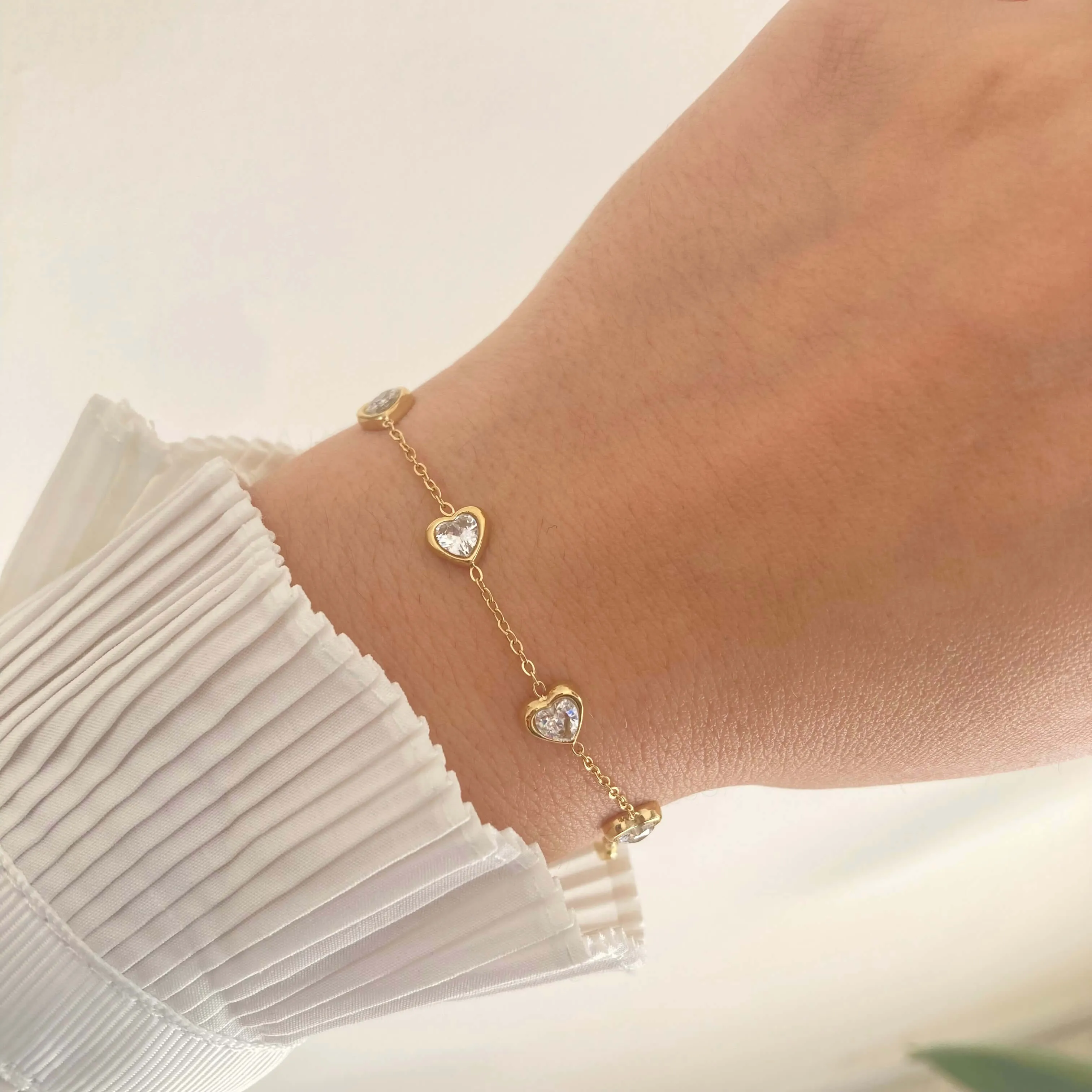 Zircon Hearts Bracelet